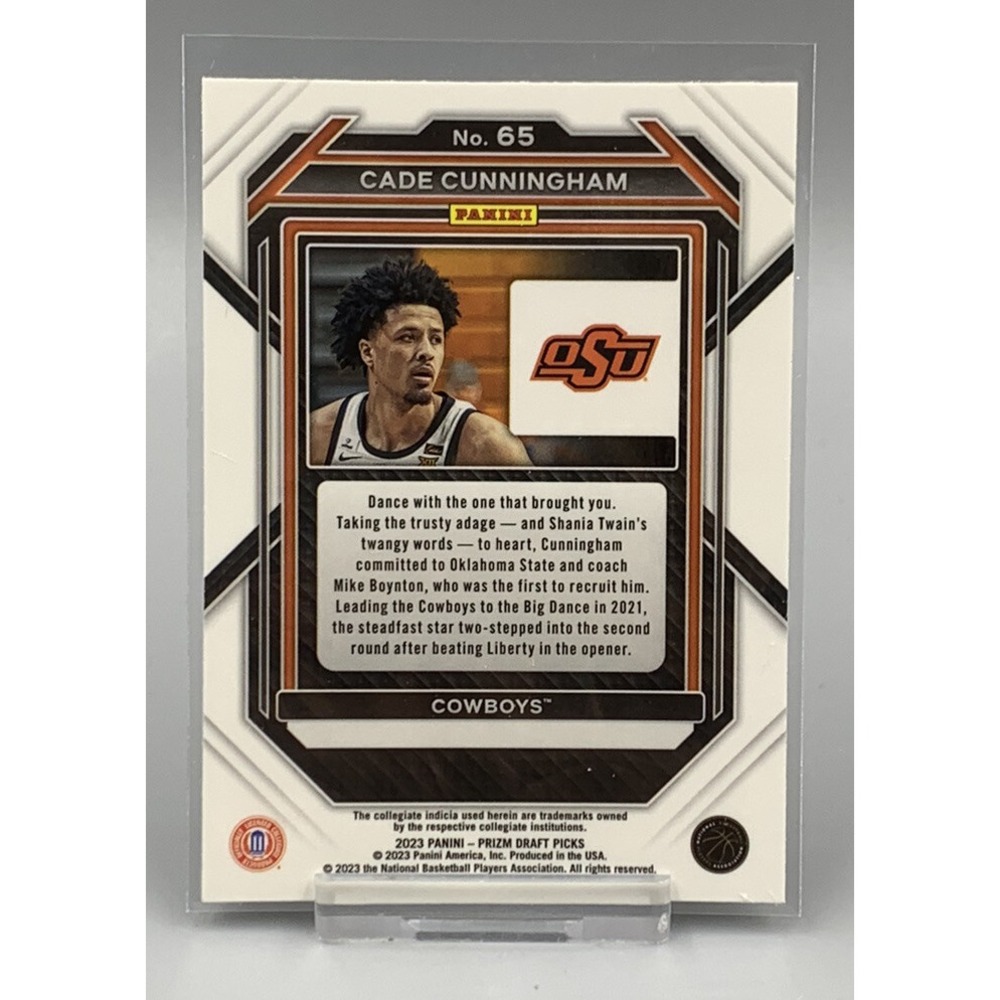 2023 Panini Prizm Draft Picks Cade Cunningham Card #65 Oklahoma State Cowboys - Picture 2 of 3